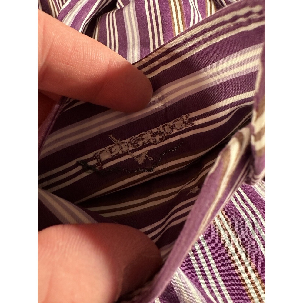 Peter Millar Dress Shirt Adult Large Purple White Striped Formal Quality Men's - Picture 14 of 14